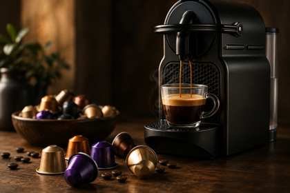 Capsules de café colorées avec machine à café
